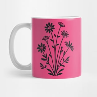 Elegant Monochrome Floral Bouquet Mug